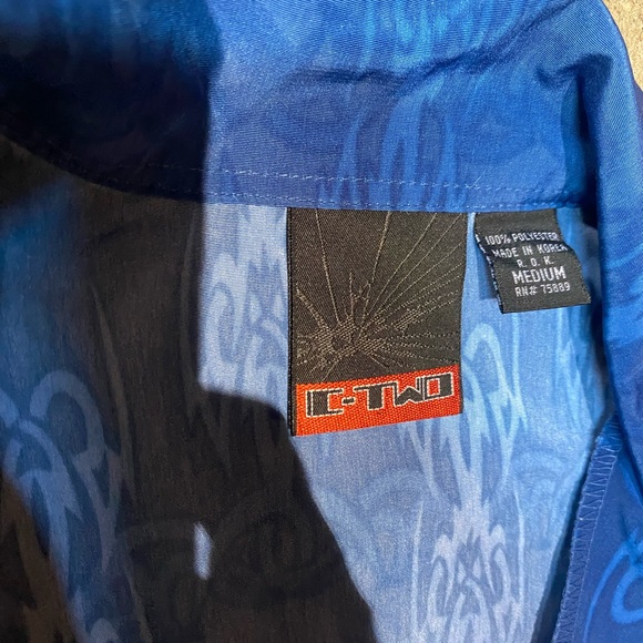 C-two medium dragon & flames blue button up - Picture 3 of 5